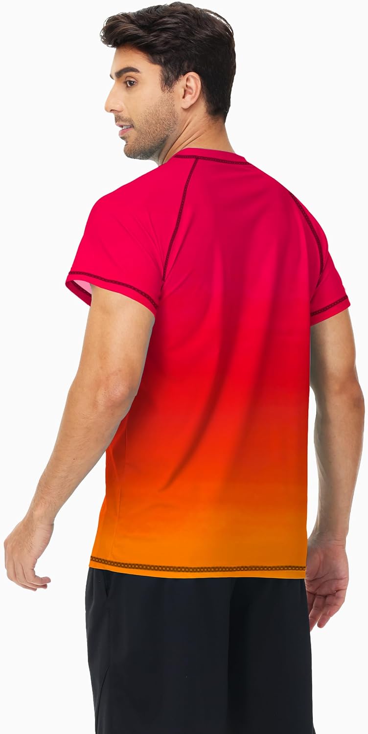 AOBUTE Mens Short Sleeve Swim Shirts UPF 50+ Quick Dry Rash Guard Fishing Swimming - Image 4