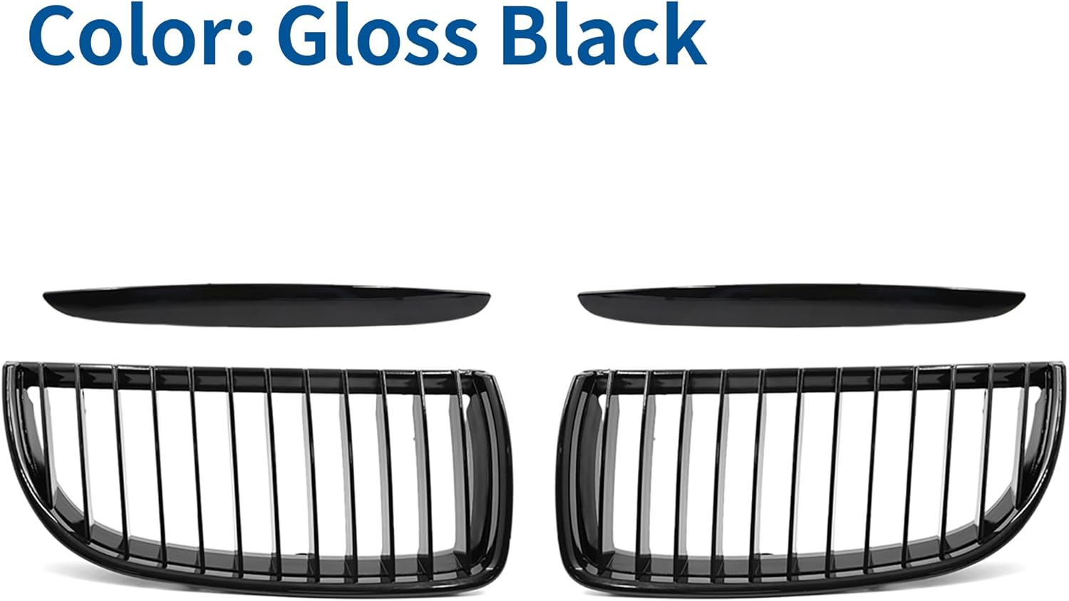 X AUTOHAUX Front Upper Hood Bumper Grille Grill for BMW 325i E90 2005-2008 Front Left Right Upper Bumper Kidney Grille Grill Signal Slat Gloss Black Pair