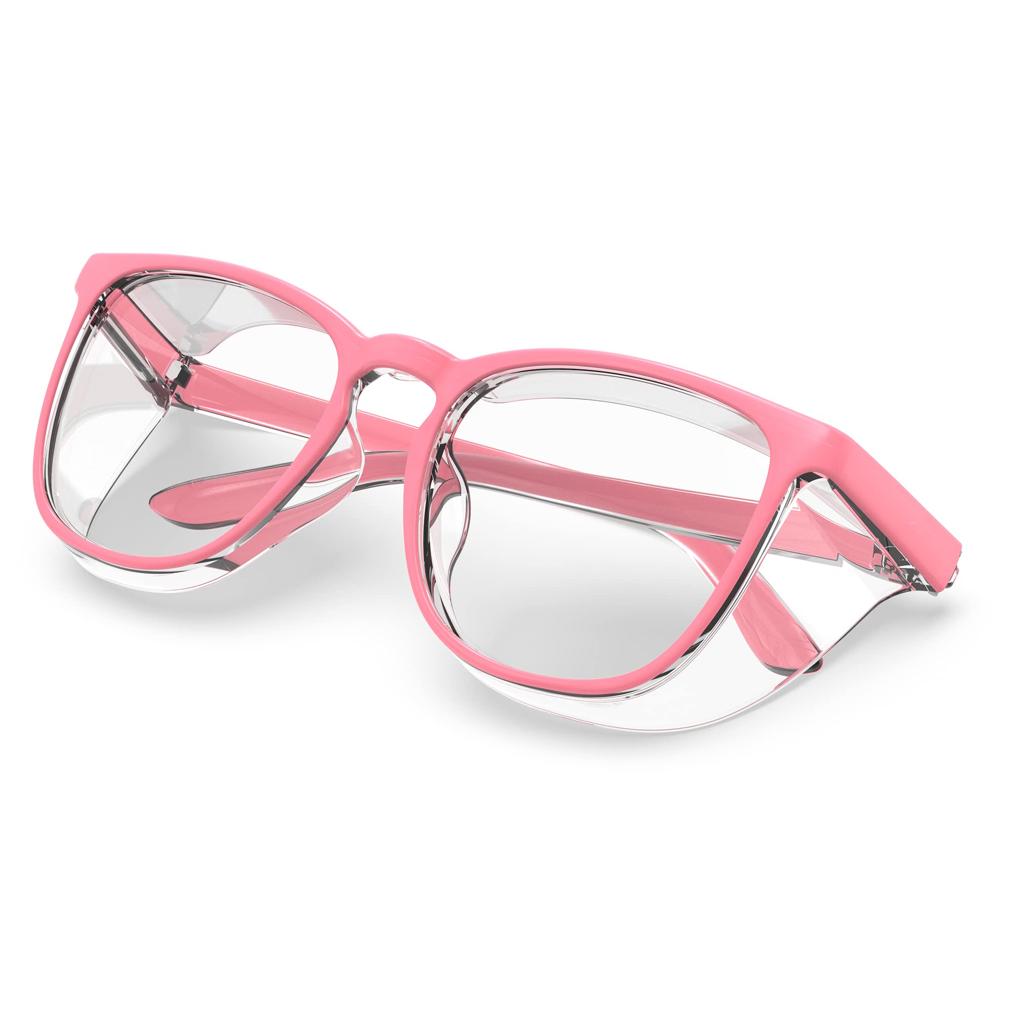 Occhiali di sicurezza anti appannamento antigraffio eleganti occhiali di sicurezza con protezioni laterali, simpatici occhiali di sicurezza per donne/uomini (1 paio) (rosa chiaro)
