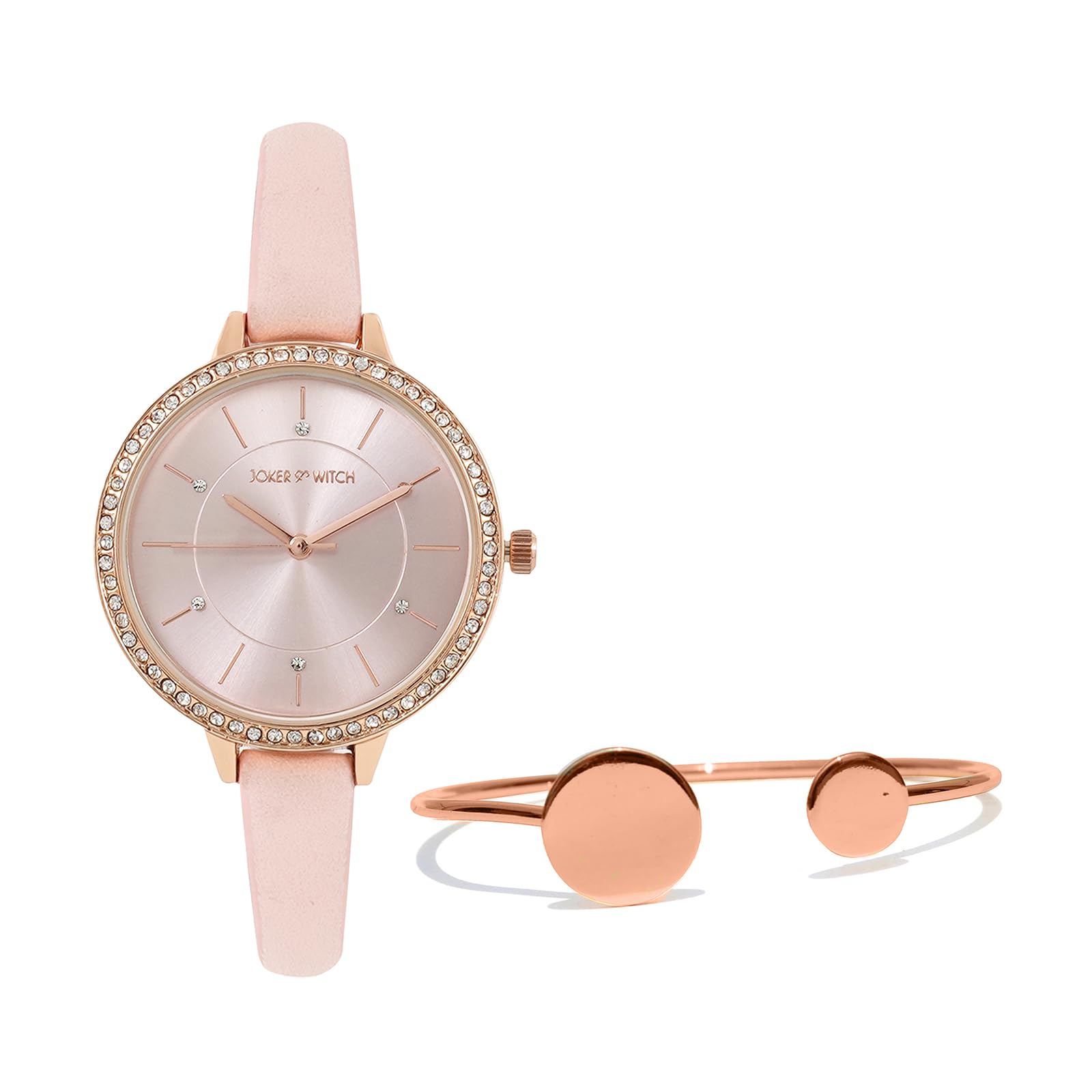 Joker & Witch Leather Women Blossom All Rosegold Analog Watch Bracelet Stack, Pink Dial, Pink Band (B0C7L9JYM8) Amazon Price History, Amazon Price Tracker