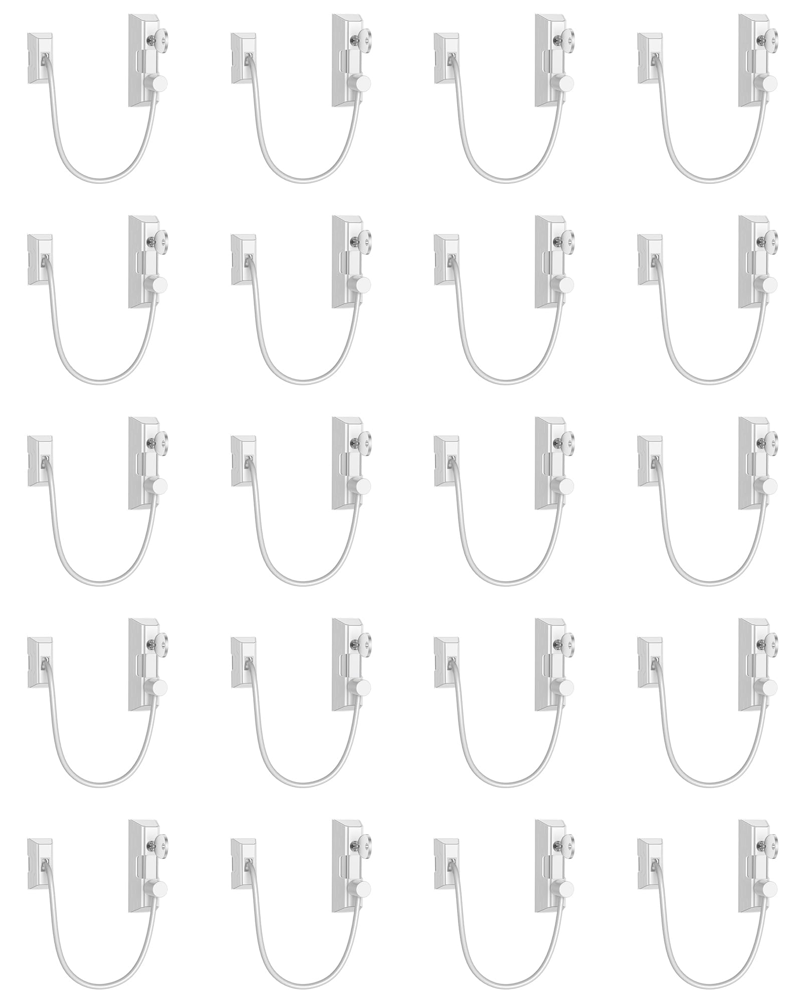 HOMGEN Paquete de 20 cerraduras fiables para ventanas para gatos de 19 cm de largo, con tornillos y llaves, cerraduras de seguridad para ventanas de UPVC