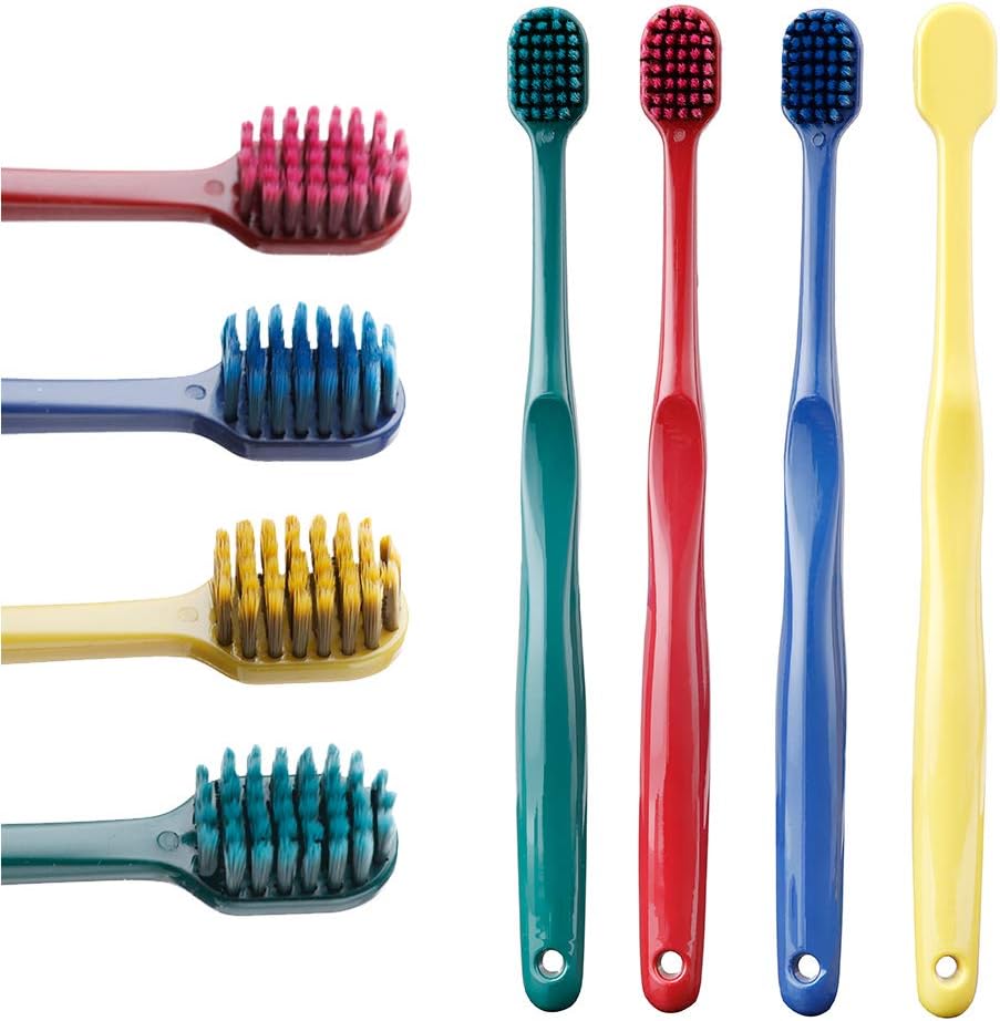 4 Pack Creative Wide Head Manual Toothbrush,Save Half of Time to Brush Teeth,Extra Soft Toothbrushes for Sensitive Teeth or Gum,Adult Toothbrush(Red&Yellow&Green&Blue)