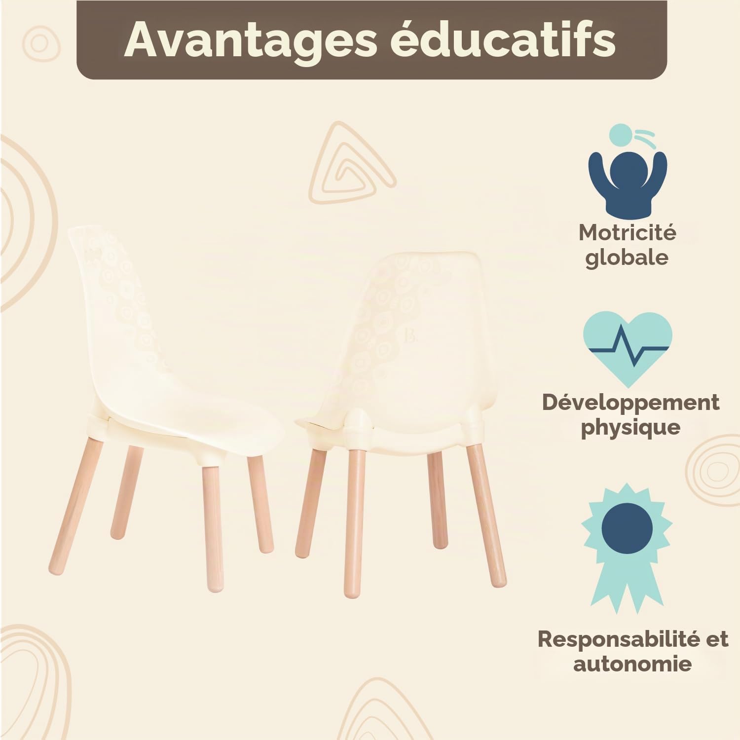 B. toys Kid Century Modern, chaises pour Enfants Ivoire