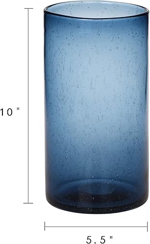 Miniatura 6 de ARIAMOTION Portavelas de huracán azul a granel para pilar de vidrio, jarrón cilíndrico moderno de granja, hecho a mano, con burbujas, decoración del