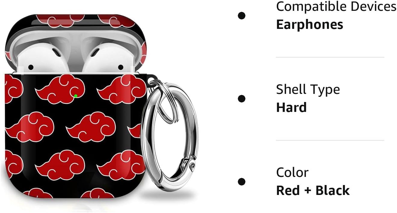 Maxjoy Compatible AirPods Case Cover, Red Cloud Cool Air Pod 2 Cute Case Hard Shell with Keychain Protective Shockproof Cover Compatible with Apple AirPods Charging Case 2&1, Red + Black