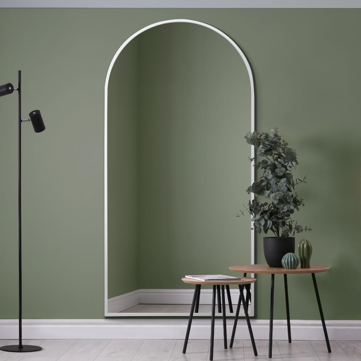 The Arcus New Extra Large White Framed Arched Mirror - 79"" X 39"" 200x100cm