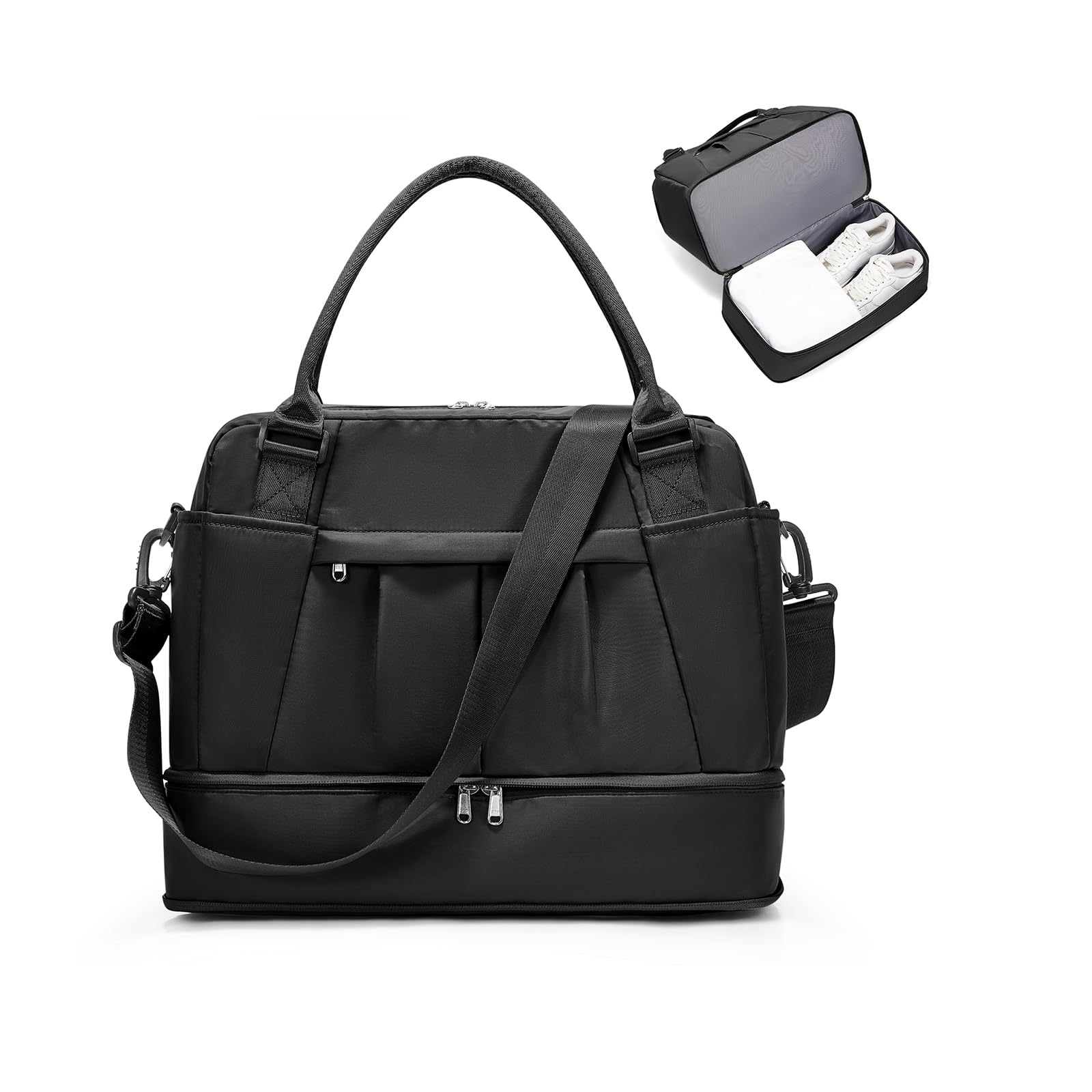 SEAFEW Bolsa de Viaje 40x20x25 para Ryanair,Impermeable Bolsa de Deporte para Gimnasio,Bolsa de Mano Equipaje de Fin de Semana 40x30x20 para Mujer,Bolso de Natación para Playa,D15-Gris Claro — view 42