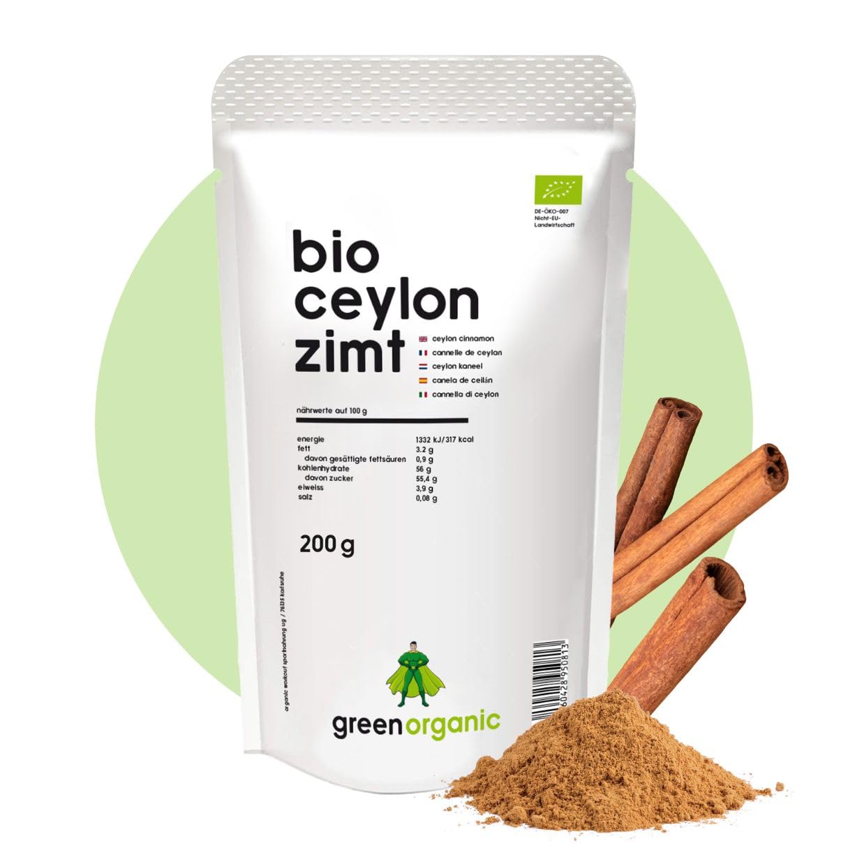 Bio Ceylon Zimt gemahlen (200g) mit wenig Cumarin in premium Qualität | 100% ECHTES Bio Ceylon Zimt Pulver