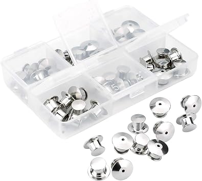 40 Pieces Metal Pin Backs Locking Pin Keepers Locking Clasp with Storage Case