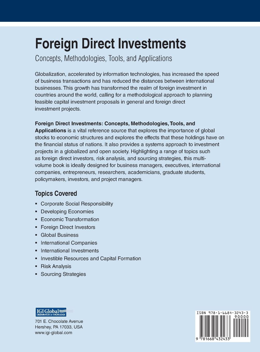 Foreign Direct Investments: Concepts, Methodologies, Tools, and Applications, VOL 2