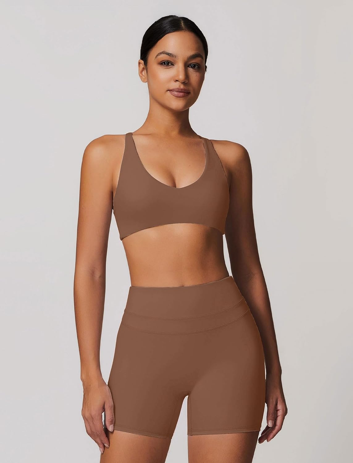 ABOCIW Womens V Neck Twist Back Sports Bra Padded Low Impact Fitness Yoga Bra Workout Crop Top - Image 4