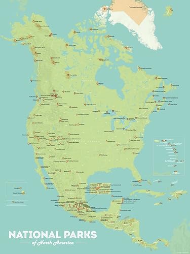 Miniatura 7 de Best Maps Ever Póster de Parques Nacionales de América del Norte de 18 x 24 pulgadas (Tierra Natural)