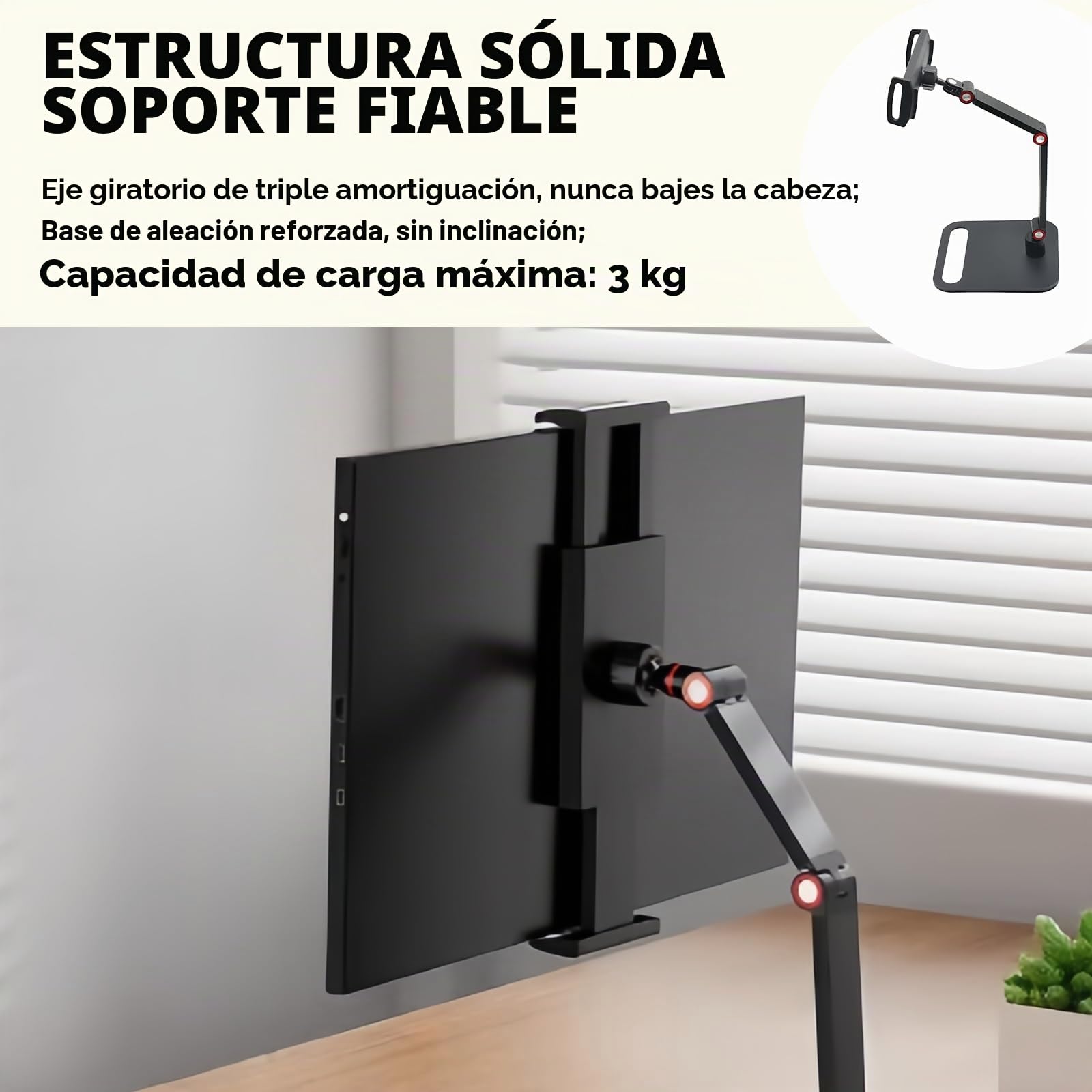 Leikurvo Soporte para tablet para pantallas de 6 a 17,3 pulgadas, soporte de mesa ajustable en 360°, altura ajustable, soporte portátil para tabletas y teléfonos móviles, giratorio, plegable