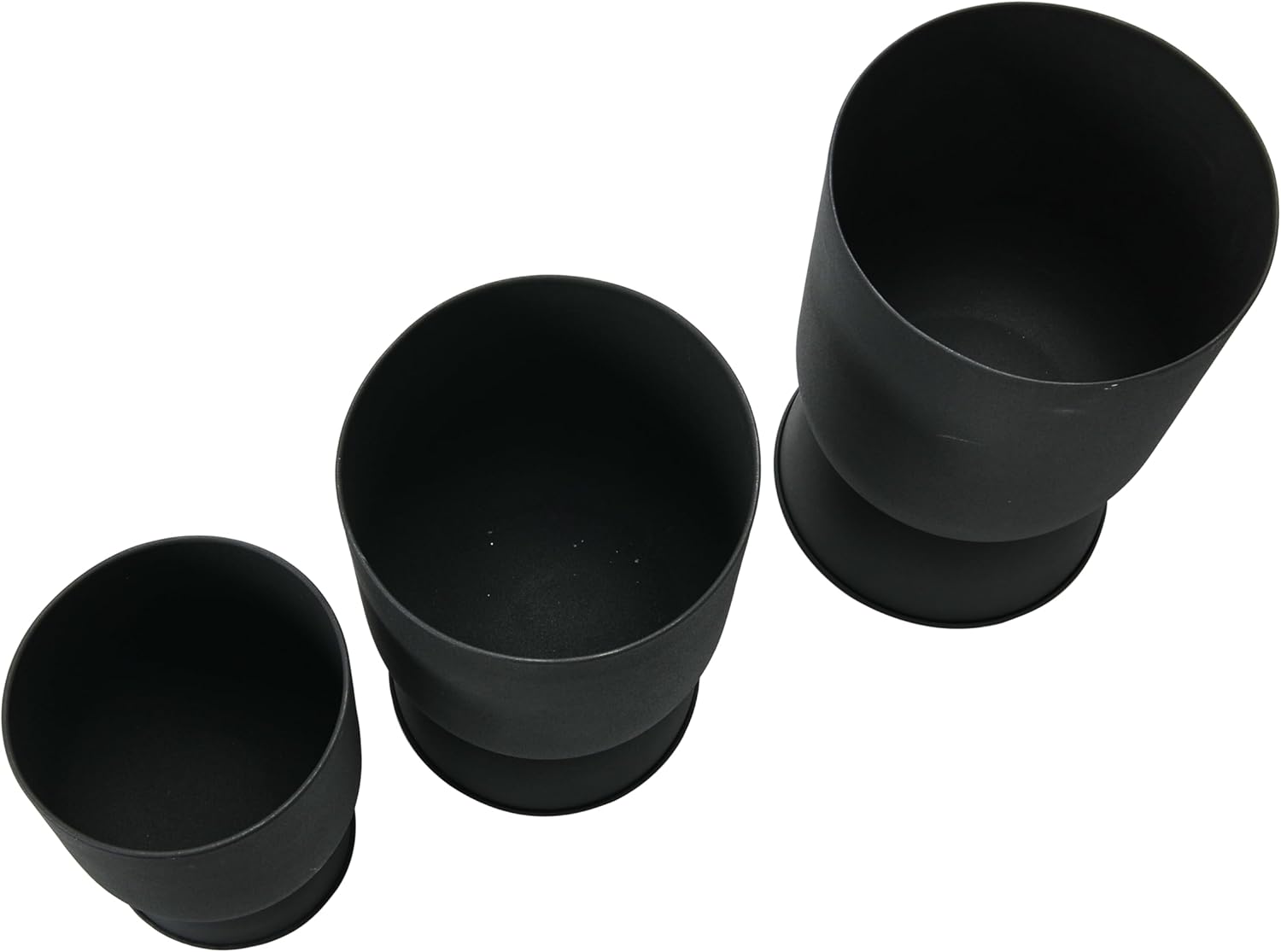 Bloomingville Textured Metal Footed Planters, Black Finish, Set of 3 (Holds 9", 8" & 7" Pots)