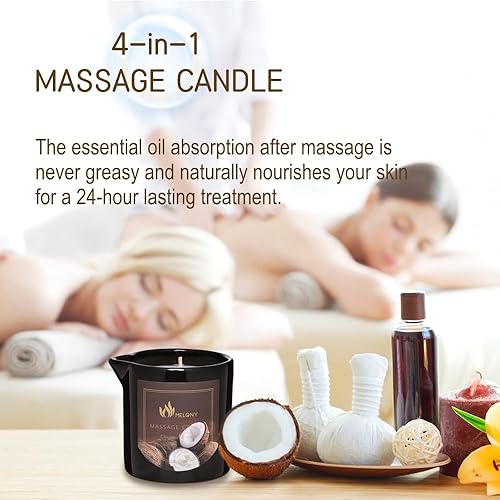 Miniatura 3 de MELONY Vela de aceite de masaje  Ideal para calmar, calmar y relajarse  con cera de soja natural  8.1 onzas (crema de coco)