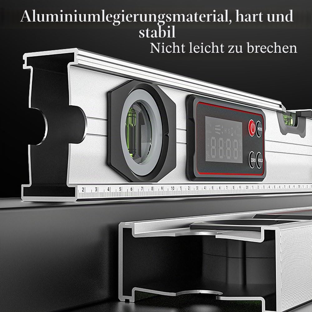 Professioneller magnetischer Winkelsucher – Digitaler Neigungsmesser mit akustischem Alarm, starke V-Nut-Magnetbasis, ± 0,1° Genauigkeit für Metallbearbeitung und Bau, 60 cm