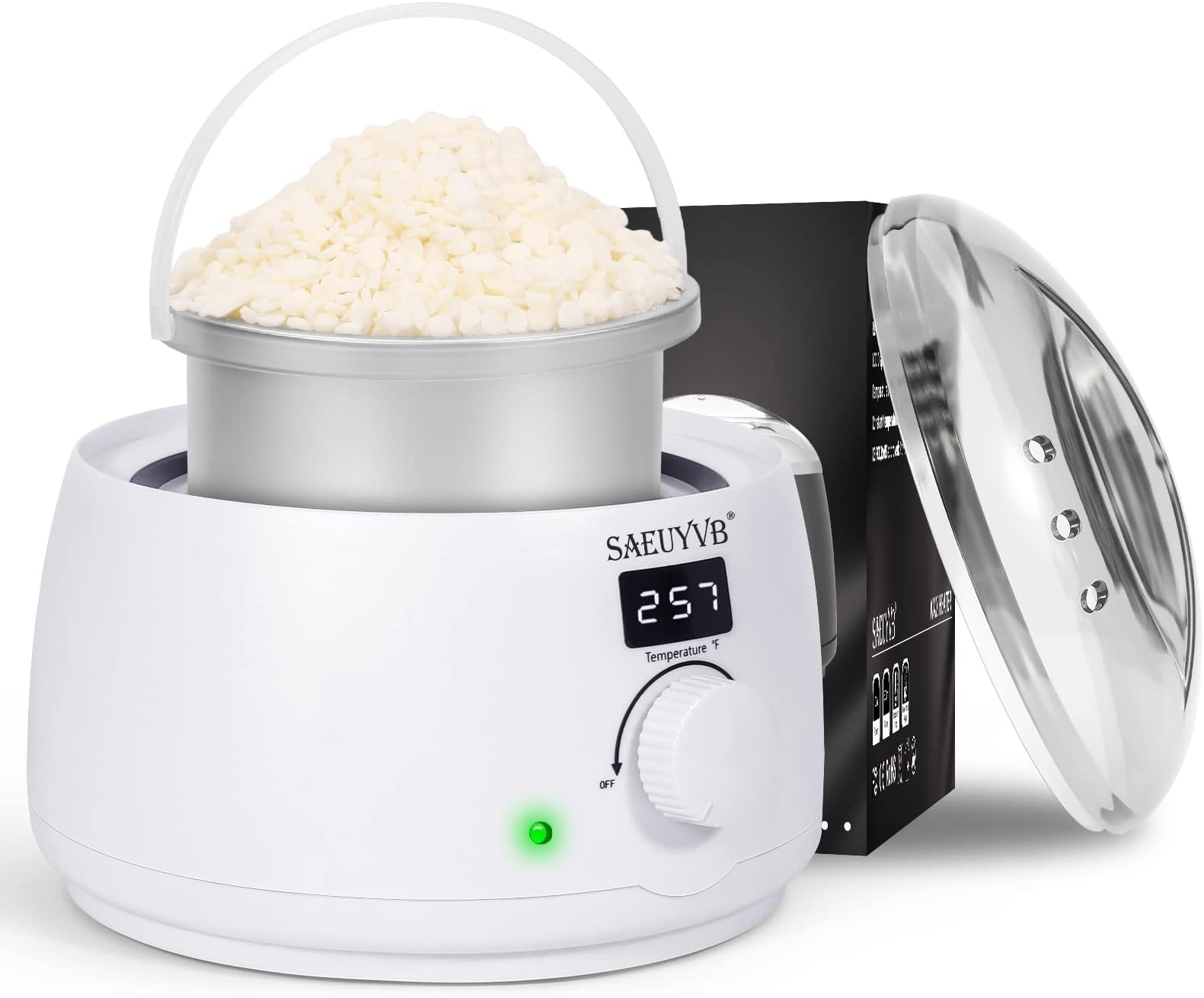 SAEUYVB Wax Melter for Candle Making,Candle Melting Pot,Candle Wax Melter,Multifunctional Wax Melting Tool with LED Temperature Display （White）