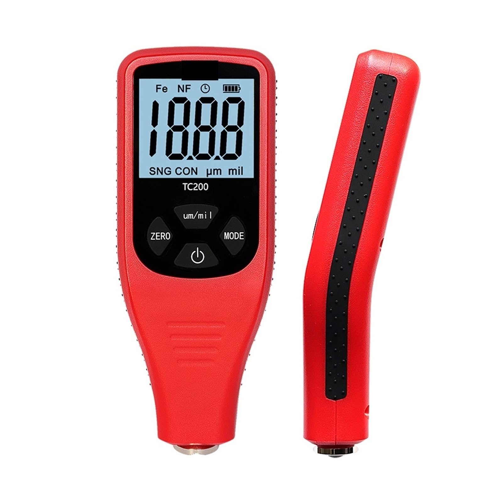 Miernik grubości powłoki TC200 Podświetlenie LCD Pomiar folii Kompozytowy miernik grubości lakieru samochodowego Fe/NF(Red)