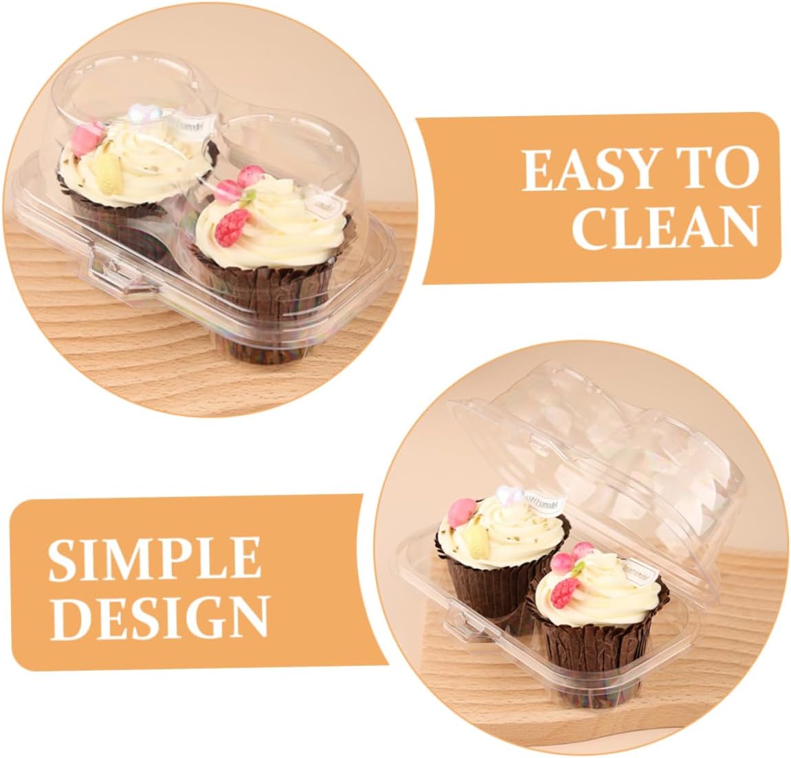 50pcs Flip-style Cake Box Cupcake Container Muffin Box Paper Cake Storage