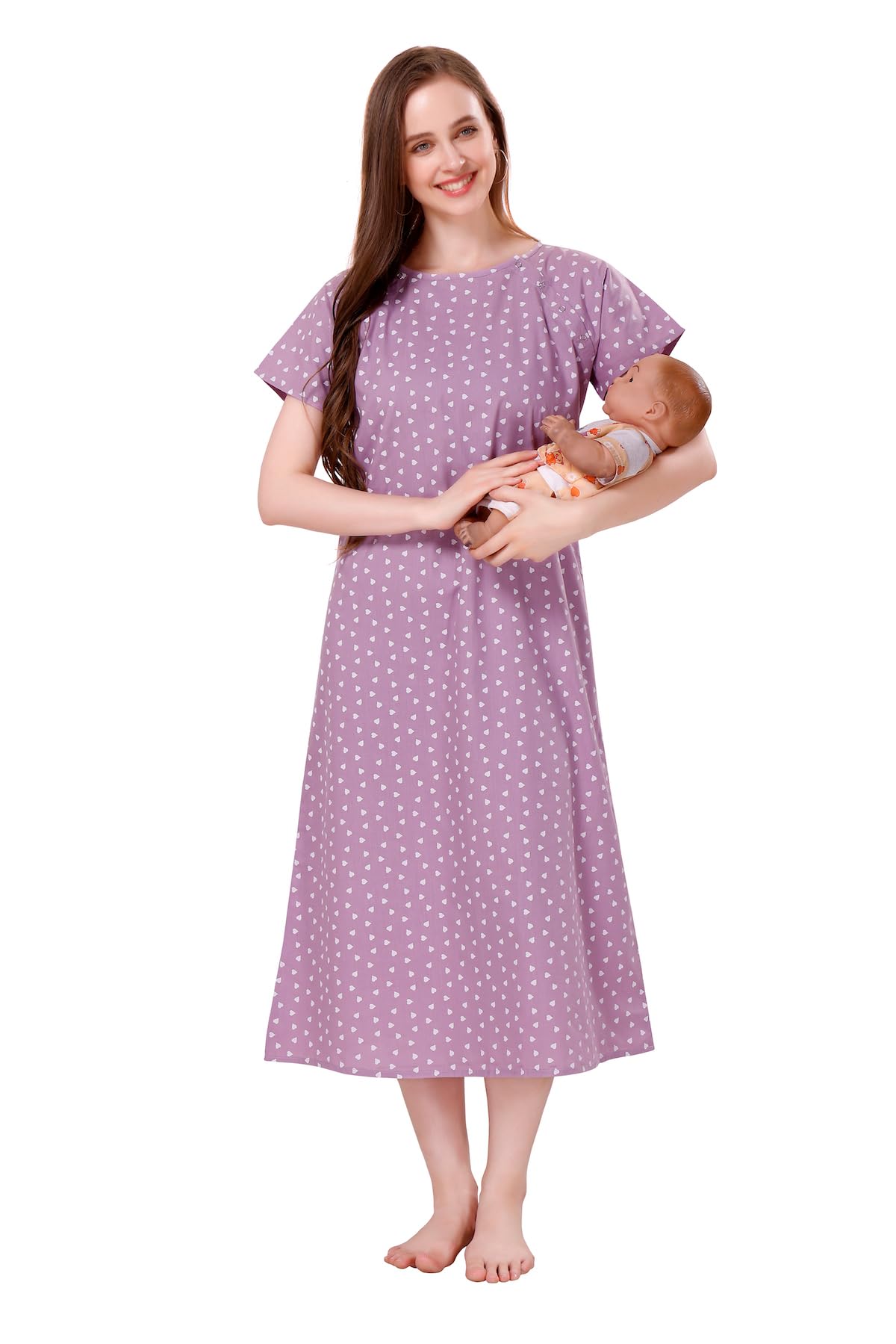 piu Women's Premium Cotton Feeding/Maternity Nighty-picture-11