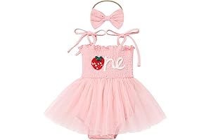 Strawberry First Birthday Outfit: IMEKIS Baby Girl Boho Romper for Cake Smash and Photoshoot