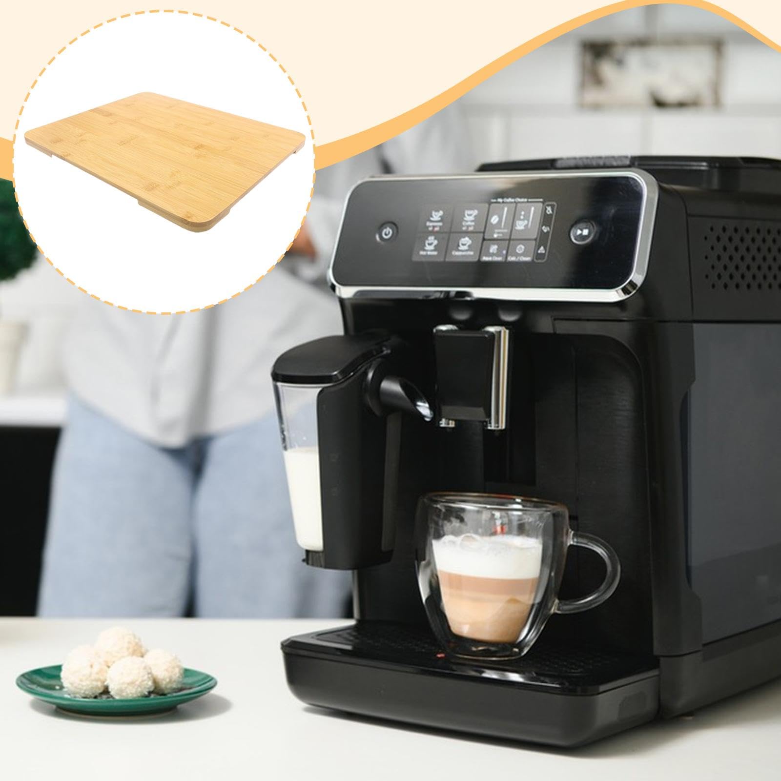 F Fityle Plateau coulissant pour cafetière, support de comptoir en bois, plateau pour appareils électroménagers, Couleur Du Bois
