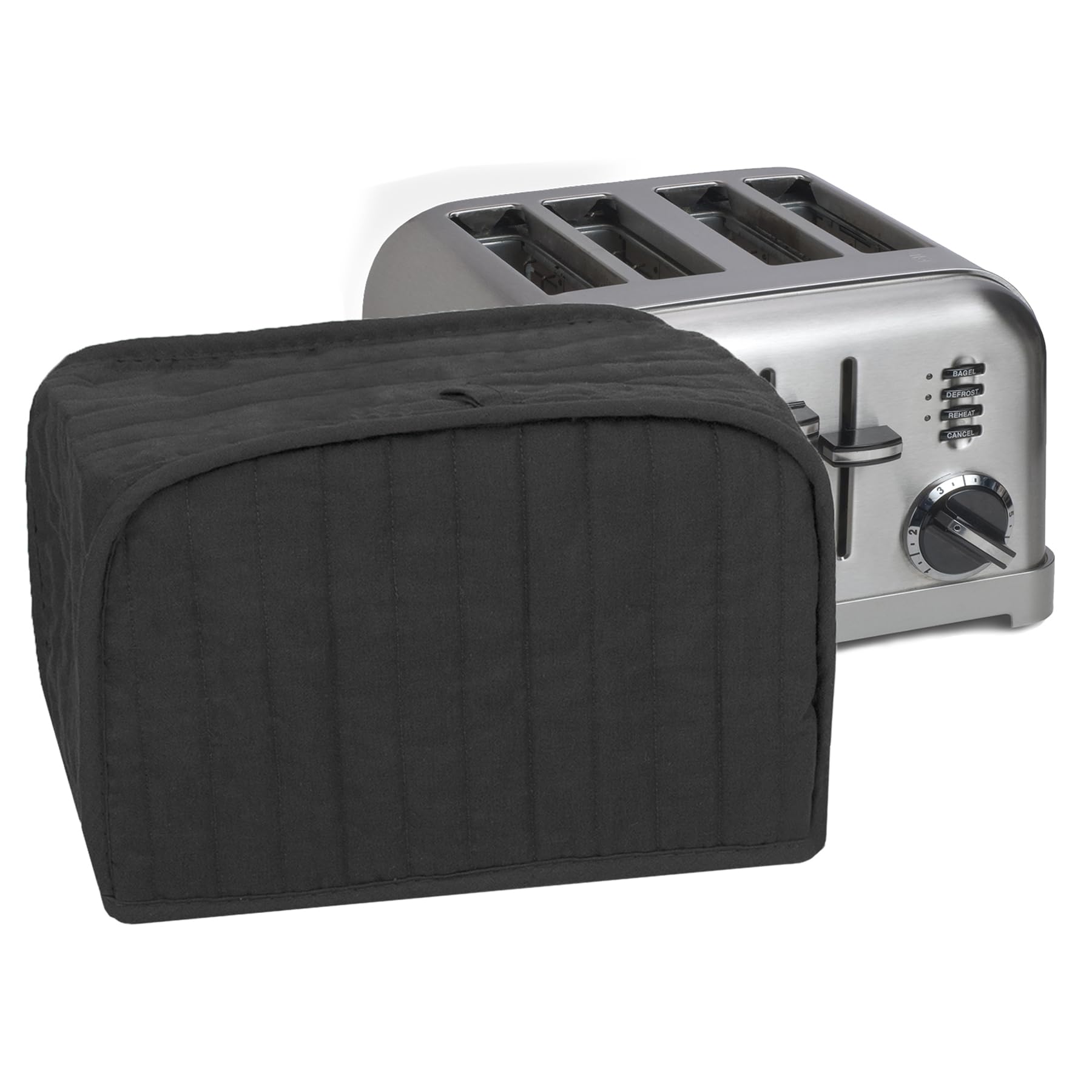 Four Slice Toaster Cover, Machine Washable Cotton/Polyester Kitchen Appliance Covers, Black RITZ
