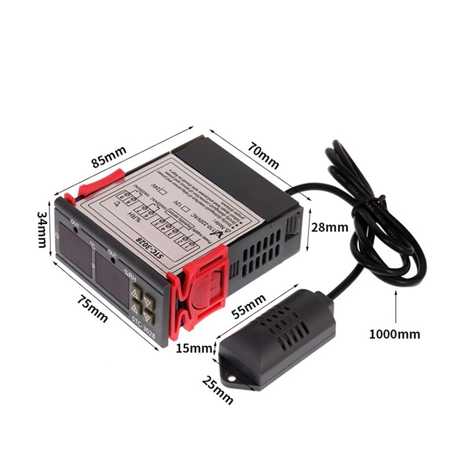 STC-3028 Dualer Digitaler Temperatur-Feuchtigkeitsregler 12V 24V 220V Thermoregulator-Thermostat for Die Kühlung Im Inkubator(STC-3028 24V)