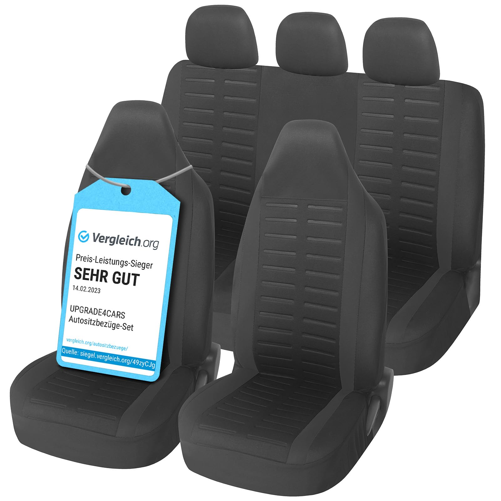 Upgrade4cars Autositzbezüge Set für Pilotensitze | Autositzbezug Komplettset in Schwarz | Autoschonbezüge Universal mit integrierter Kopfstütze | Autozubehör Innenraum Deko