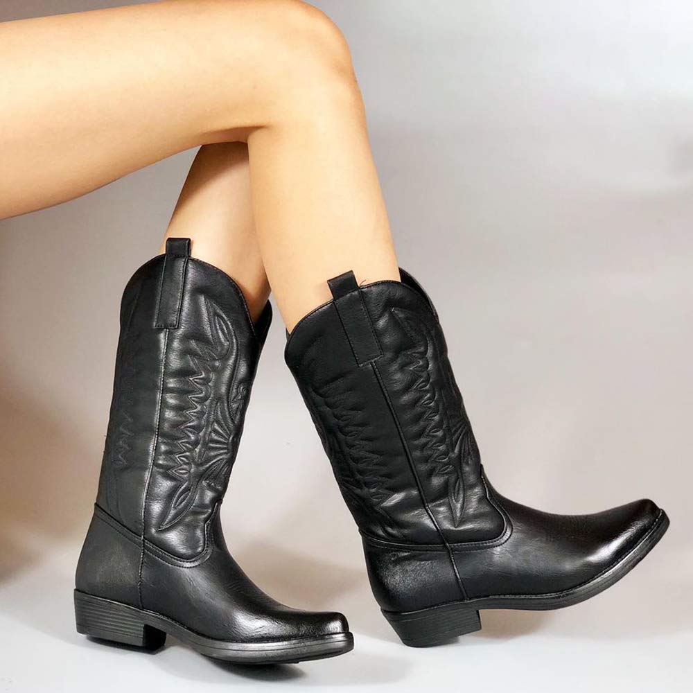 Botas tejanas de mujer, estilo vaquero western con punta, camperas étnicas DT-16 Size: