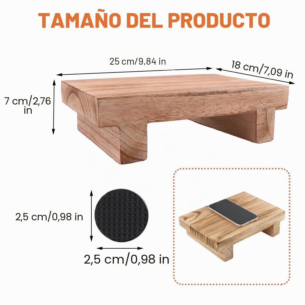 Taburete multifuncional de madera maciza, estable para camas altas, cocina, salón, armario, para niños y adultos, 25 x 18 x 7 cm