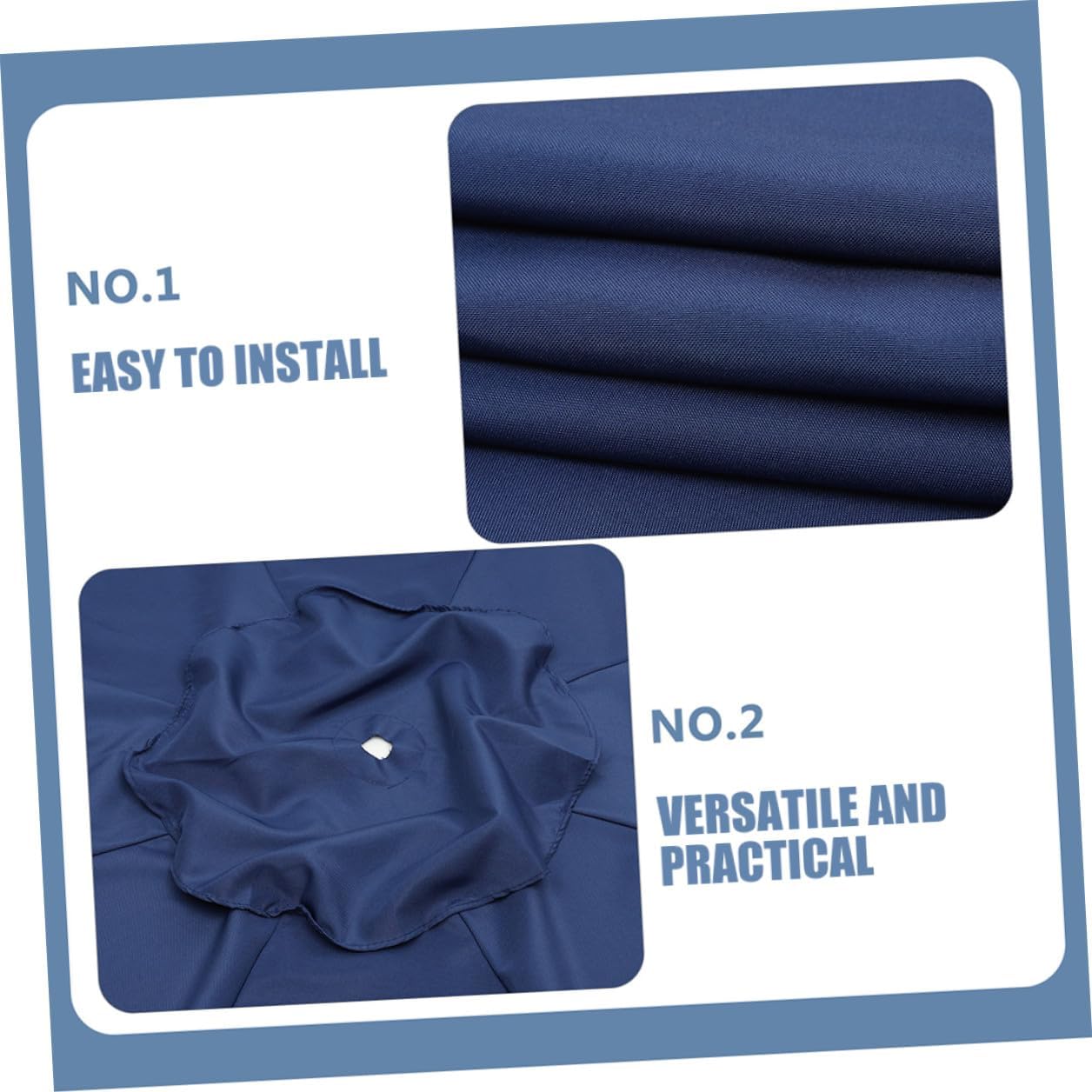 Patio Umbrella Replacement Canopy 2.7m 8-rib Navy Blue Polyester Fabric Outdoor Yard Umbrella Cover UV Protection Rain Resistant for Garden and Beach Use