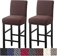 Vista 17 de HFCNMY Fundas para Taburetes de Bar, Paquete de 4 Fundas Elásticas para Taburetes de Bar con Respaldos Fundas de Silla de Taburete de Bar Jacquard
