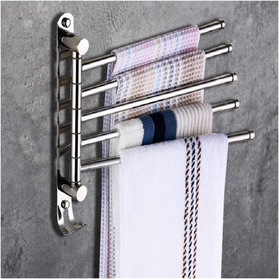 Towel Rails Towel Rack Stainless Steel Activity Towel Bar/Tripod Punch-Free Rotating Swivel Towel Rack Hair Dryer Holder Bathroom Accessories Towel Storage Holder Towel Racks/5Towel Bars