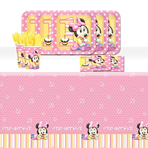 Minnie Mouse First Birthday Party Tableware Pack for 16