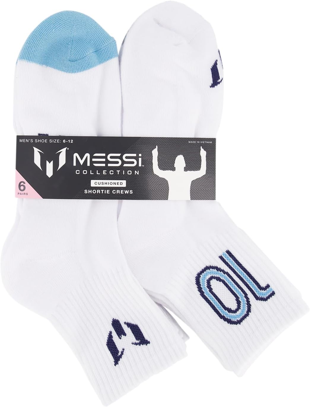Messi Men's Lifestyle Crew Socks, 6-Pack, Soft & Stretchy, Comfortable