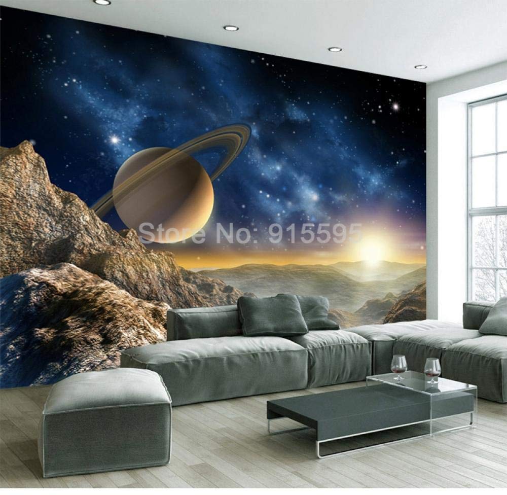 Papier peint 3d espace univers pour décoration murale de salon TV en 250x175 cm