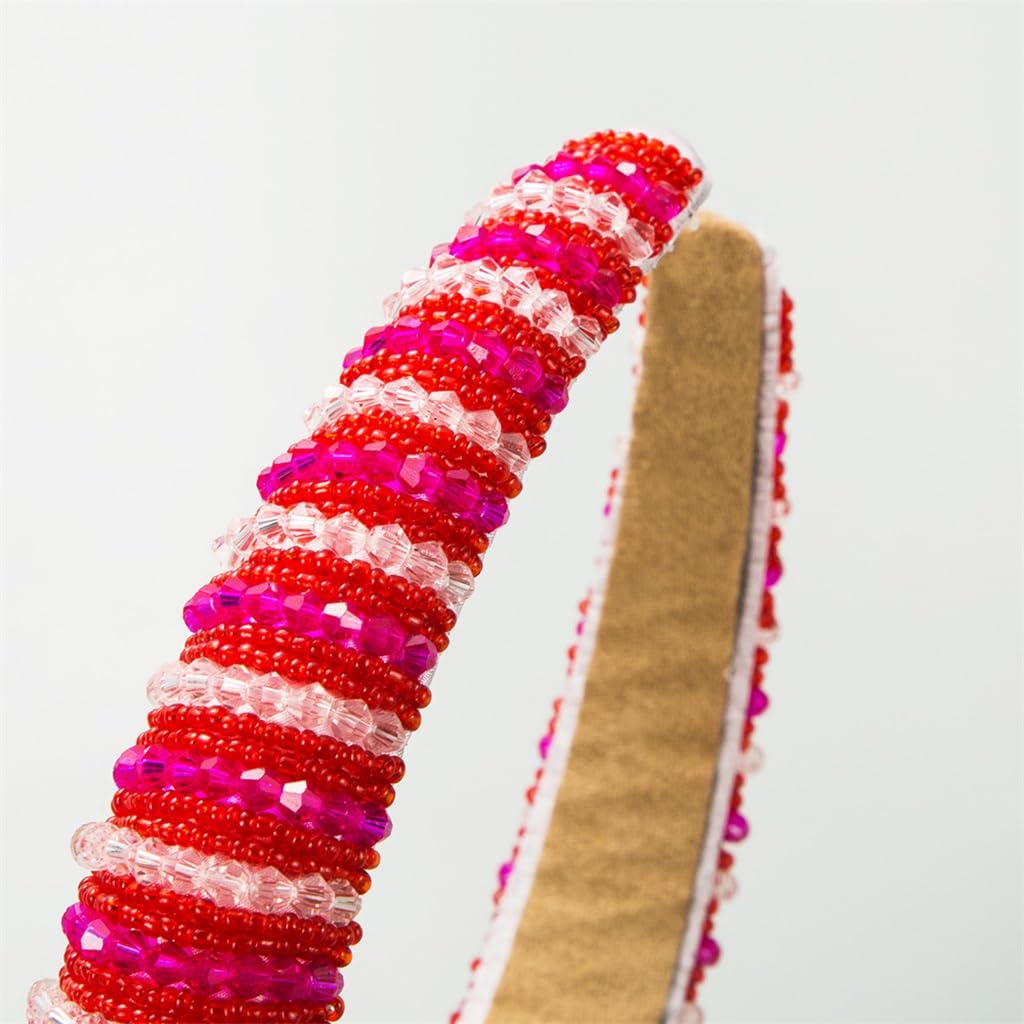 Crystal Color Blocking Hair Bands for Women Handmade Versatile High Skull Top Holiday Accessories image 3