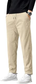 SMOWKLY Men’s Corduroy Trouser | Cotton Blend Pants for Men | Mid-Rise Straight Fit Casual Trousers | Elastic Waist with D... Price In India