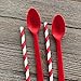 Red Plastic Sundae/Soda Spoons - 8 Inch - Party Supply - Red Paper Straws - 50 Each