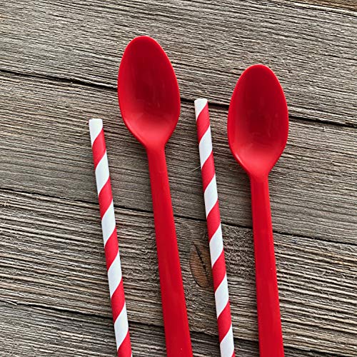 Pitillos y cucharas desechables rojas 20.32 cm x 50 miniatura 3