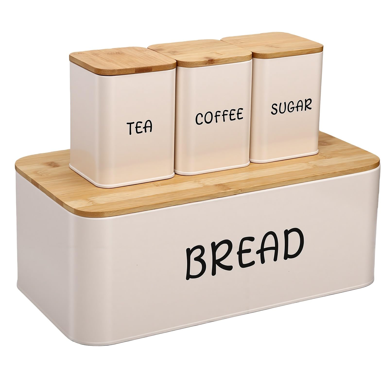 Ensemble Boîte à Pain et Boîtes à Pain, Couvercle en Bois,