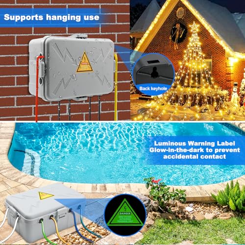 Hrensaw Large Outdoor Electrical Box(12.5x8.5x5inch),IP54 Waterproof Outdoor Outlet Covers,Weatherproof Extension Cord Covers Protect Outlet,Plug,Timer,Power Strip,Holiday Light,Grey