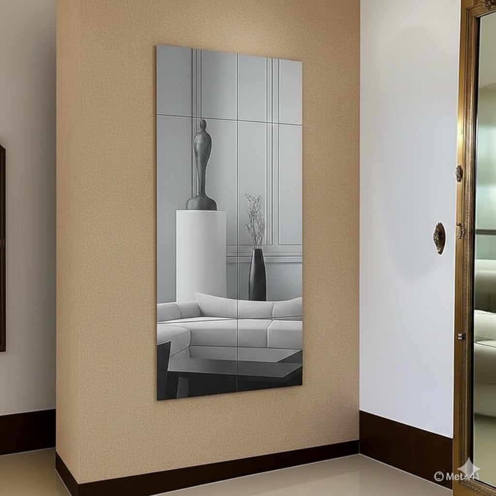 Square Mirror Wall Stickers, 15 x 15 cm, Set of 10, Silver, Acrylic 3D Decorative Stickers for Home Decor-Self-Adhesive Acrylic Mirror Stickers – Lightweight 3D Silver Decor Tiles-image-40