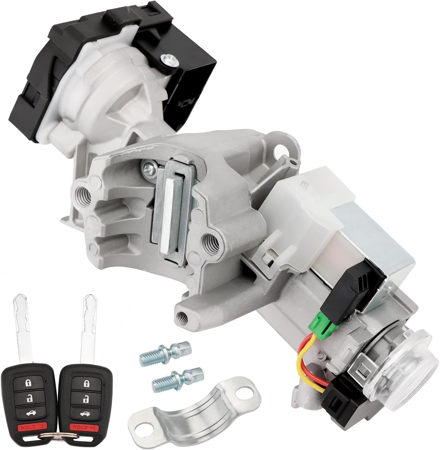 Ignition Switch Lock Cylinder, Compatible with 2012-2014 Honda Civic 1.8/2.4L, Assembly w/Remote Key (ID46 Chip 433MHZ Freq), Left Door/Fuel Cap Lock, Replaces# 72185-TR0-A01