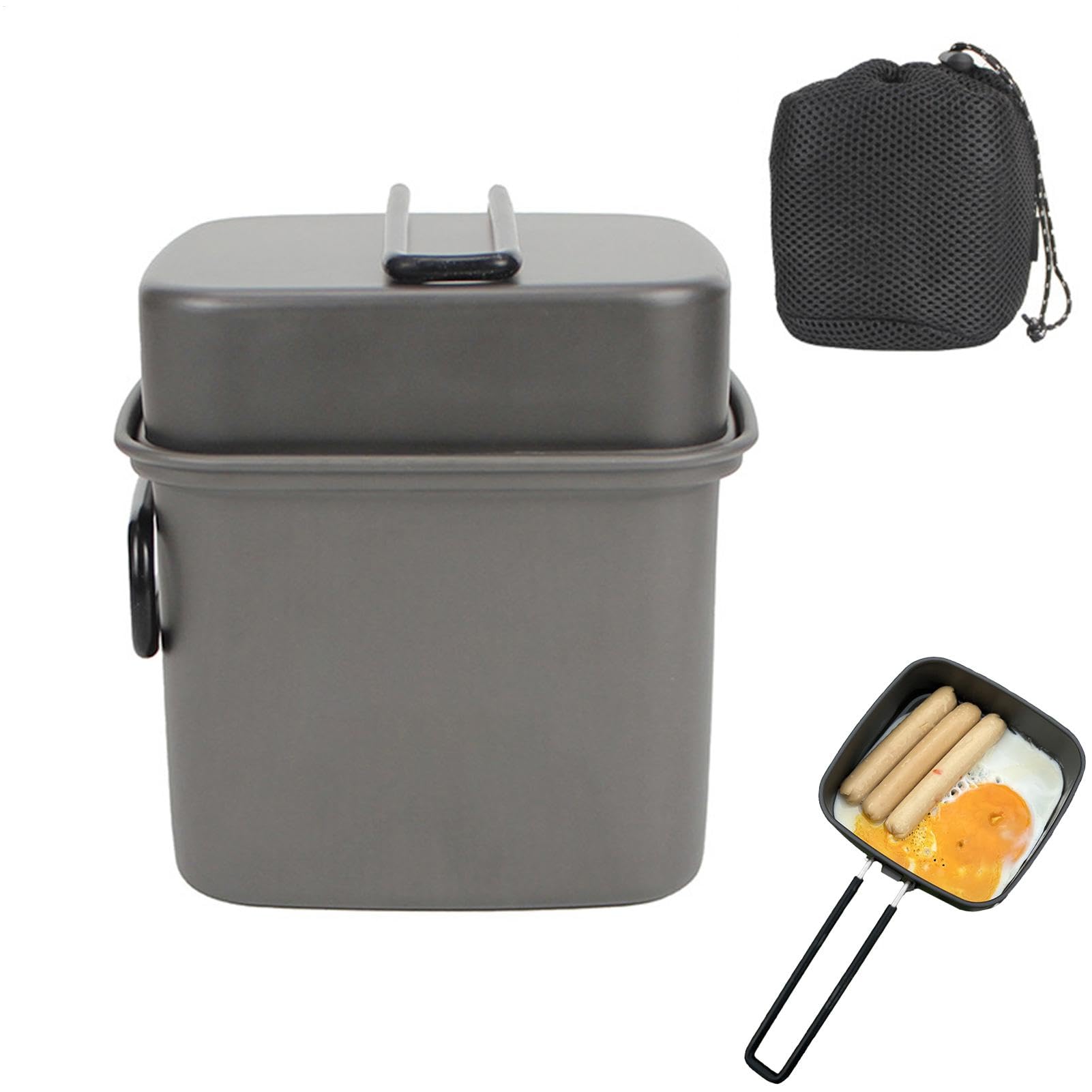Juego de Utensilios de Cocina para Camping, ollas antiadherentes de | aluminio para exteriores, 5.12 x 5.12 x 4.92 pulgadas, accesorios de equipo de camping, utensilios de cocina multifuncionales