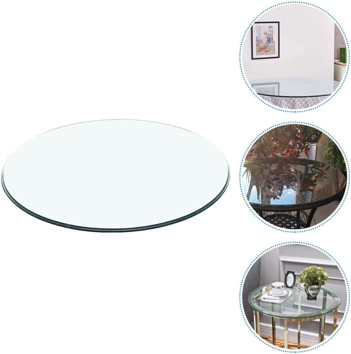 Alipis Thickened Round Tempered Glass Table Top for Dining and Tea Tables Glass Surface 1 Thick for Home Restaurant or Patio Use