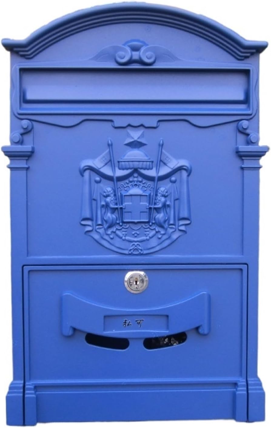 Mailbox Wall Mount Large Capacity Lockable Mailbox Vintage Metal Mailbox(Green)