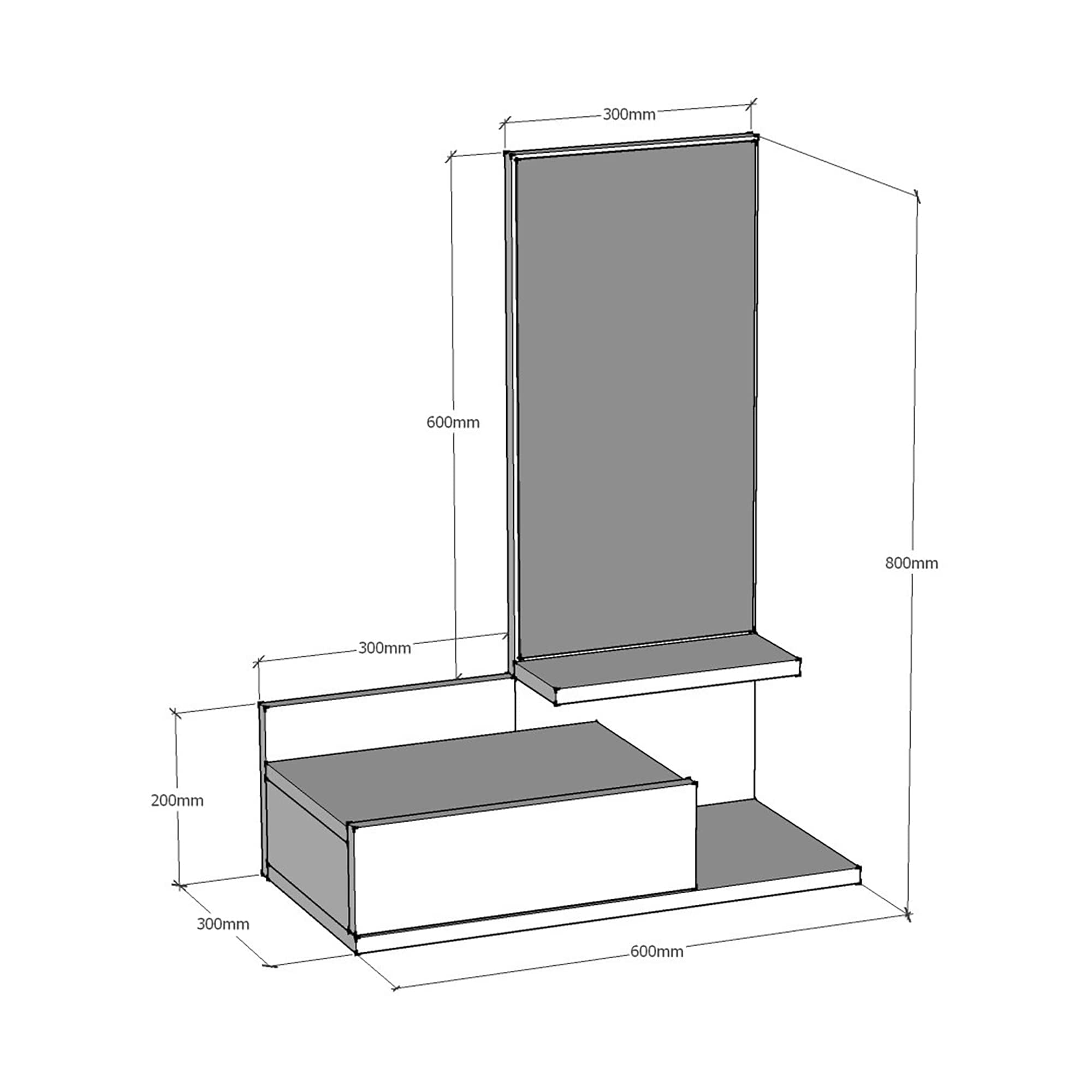 [en.casa] Mensola da Parete con Cassetto e Specchio (A x L x P) 80 x 60 x 30 cm Mobile da Ingresso - Bianco