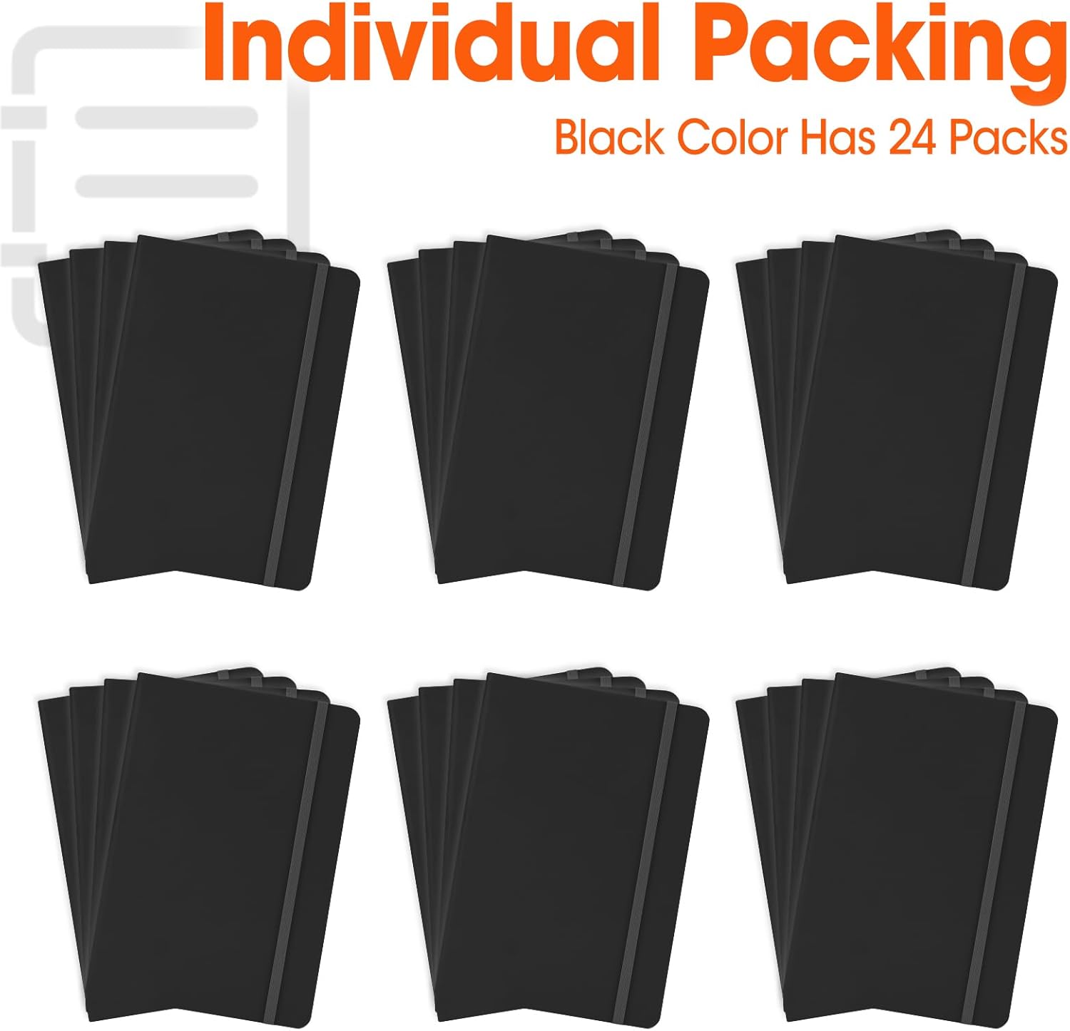 24 Pack Lined Journal Notebook for Work, 200 Pages, Medium 5.5 in x 8.3 in, A5 College Ruled, Hardcover Journaling Notebooks for Writing, Note Taking, Fit for Business Work School Home (Black)